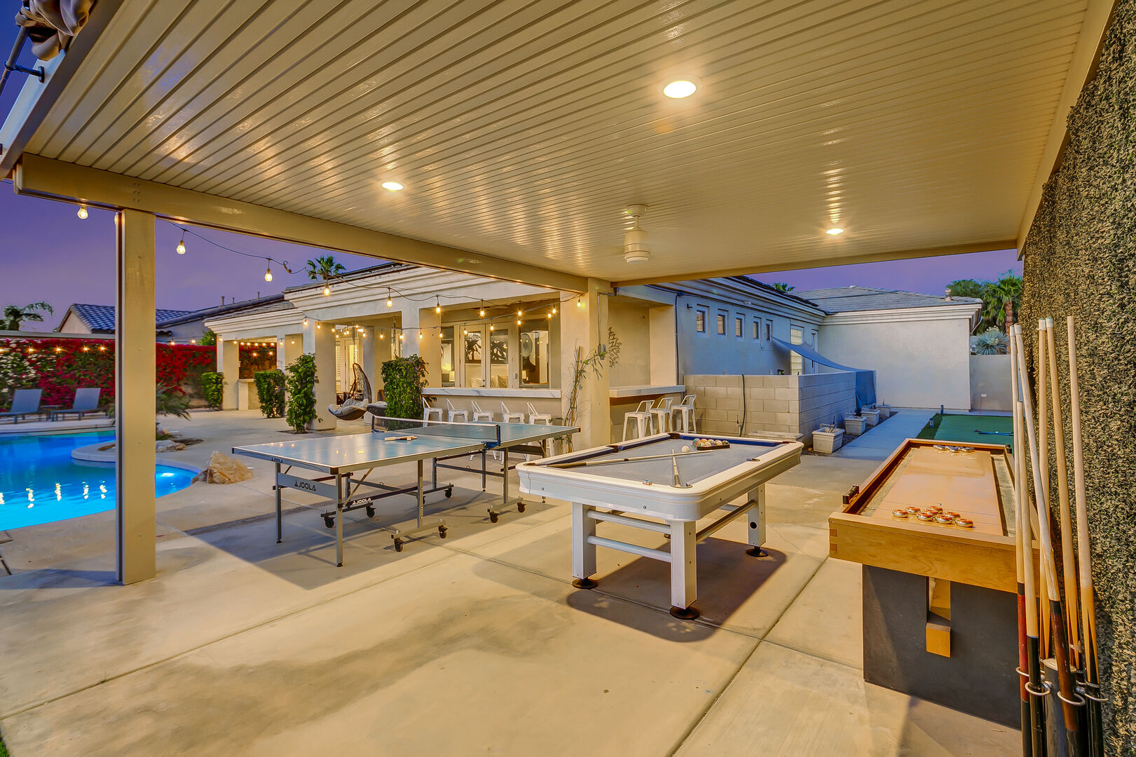 This large, covered game area is a favorite spot for Mirage guests.