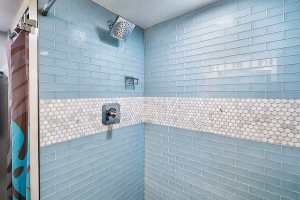 Bathroom with Beautiful Tiled Shower