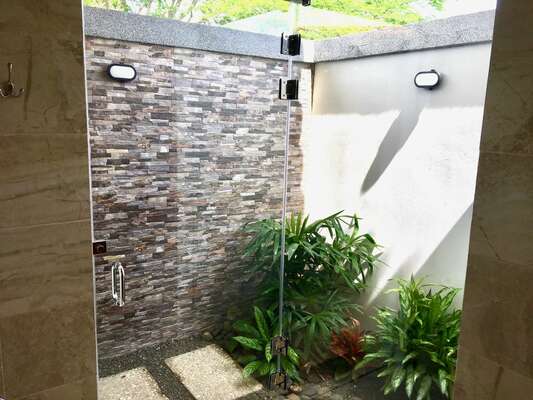 Experience the private open-air shower