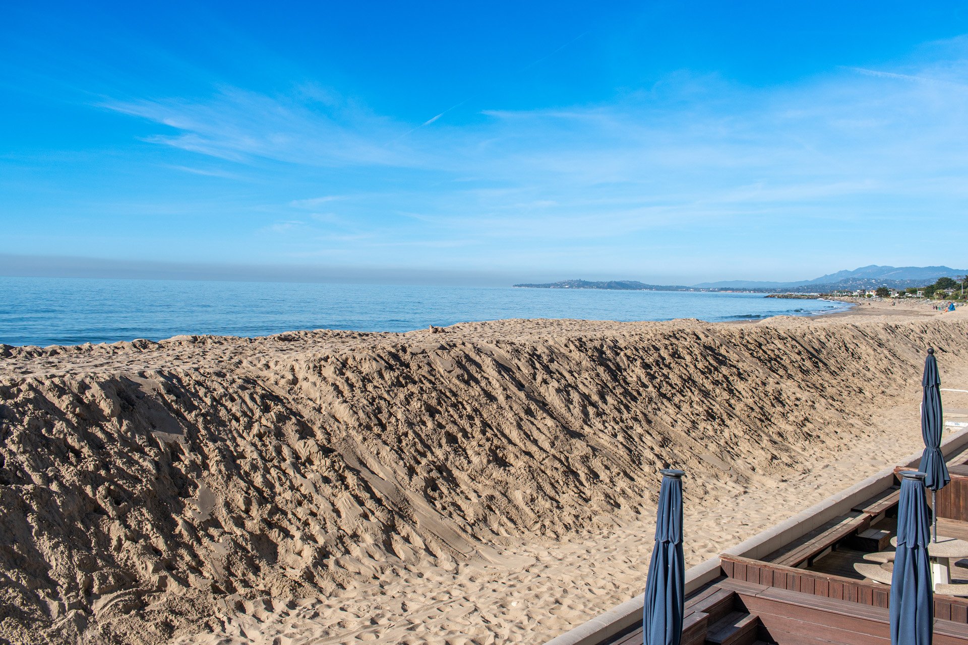 Another view of the beach and ocean from the balcony with the winter berm in place.