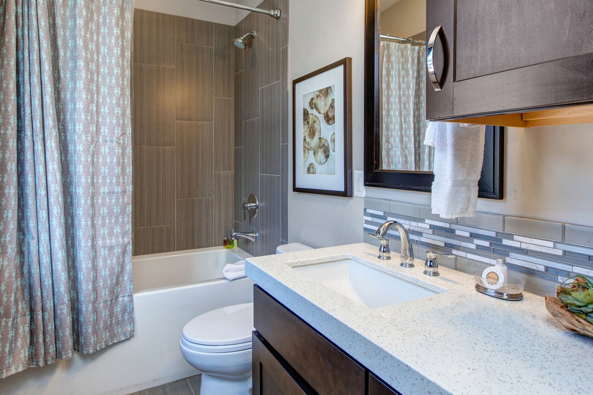 Full Shared Bathroom on the Main Level Off the Kitchen