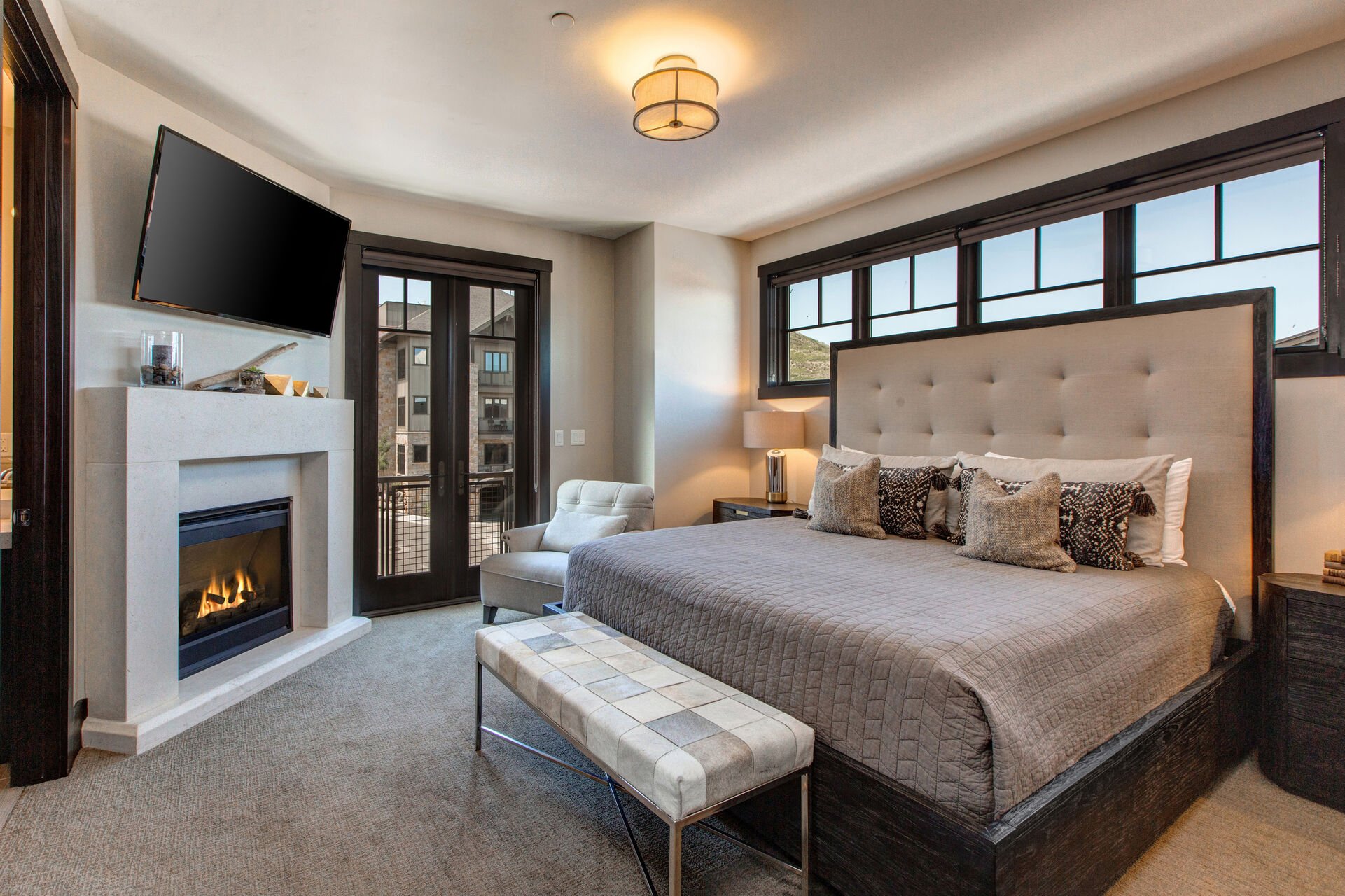 Upper Level Master Bedroom with a King Bed, Gas Fireplace, 55