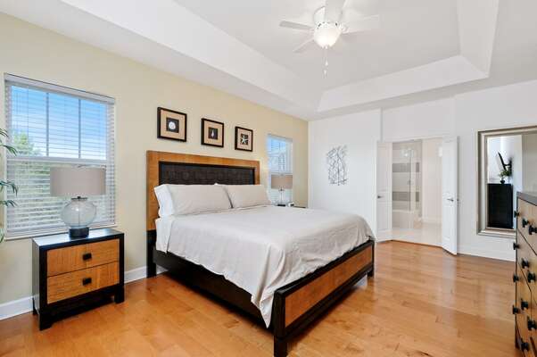 Master bedroom with a king-size bed
