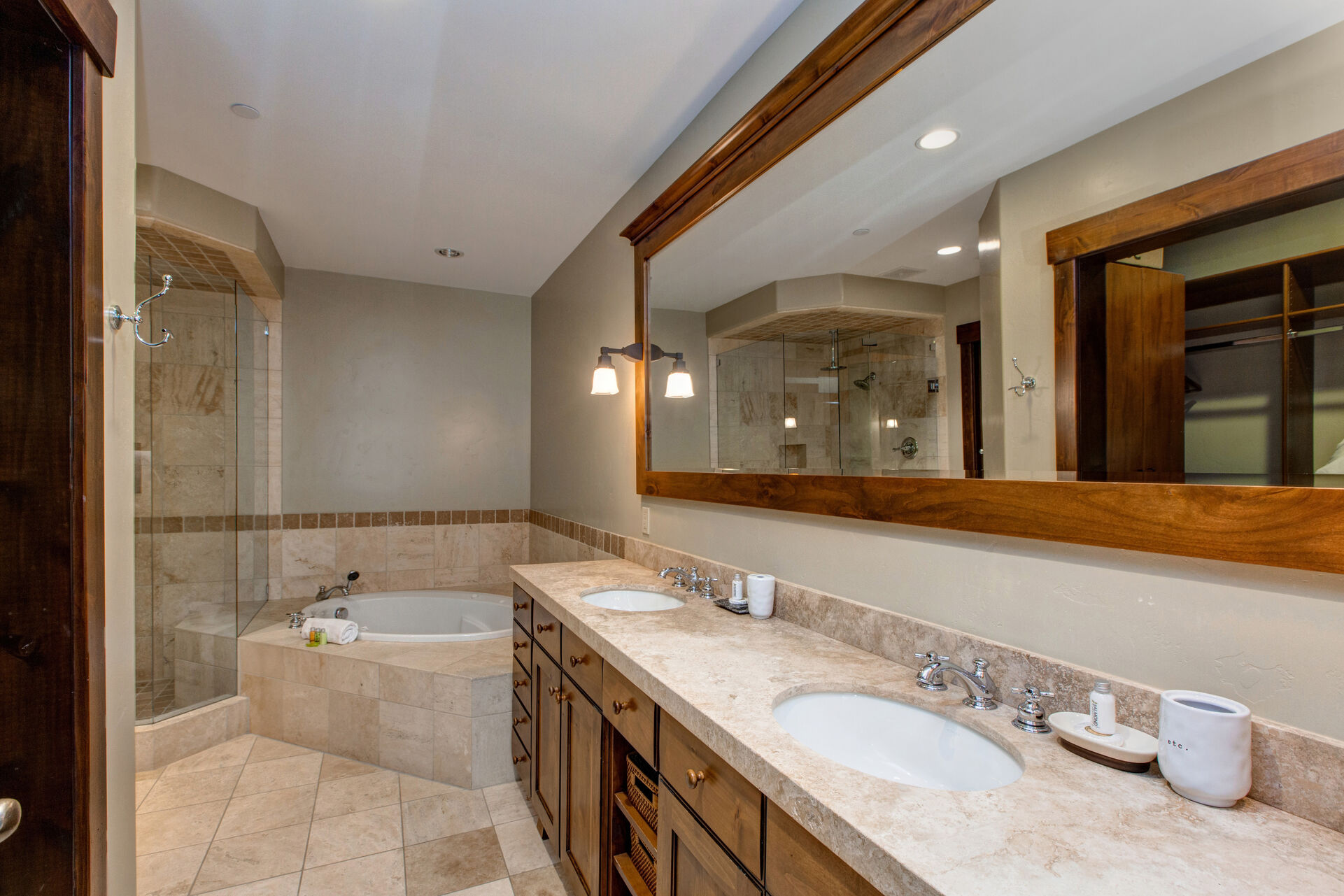 Master Bath with Dual Sinks and a Jetted-Tub