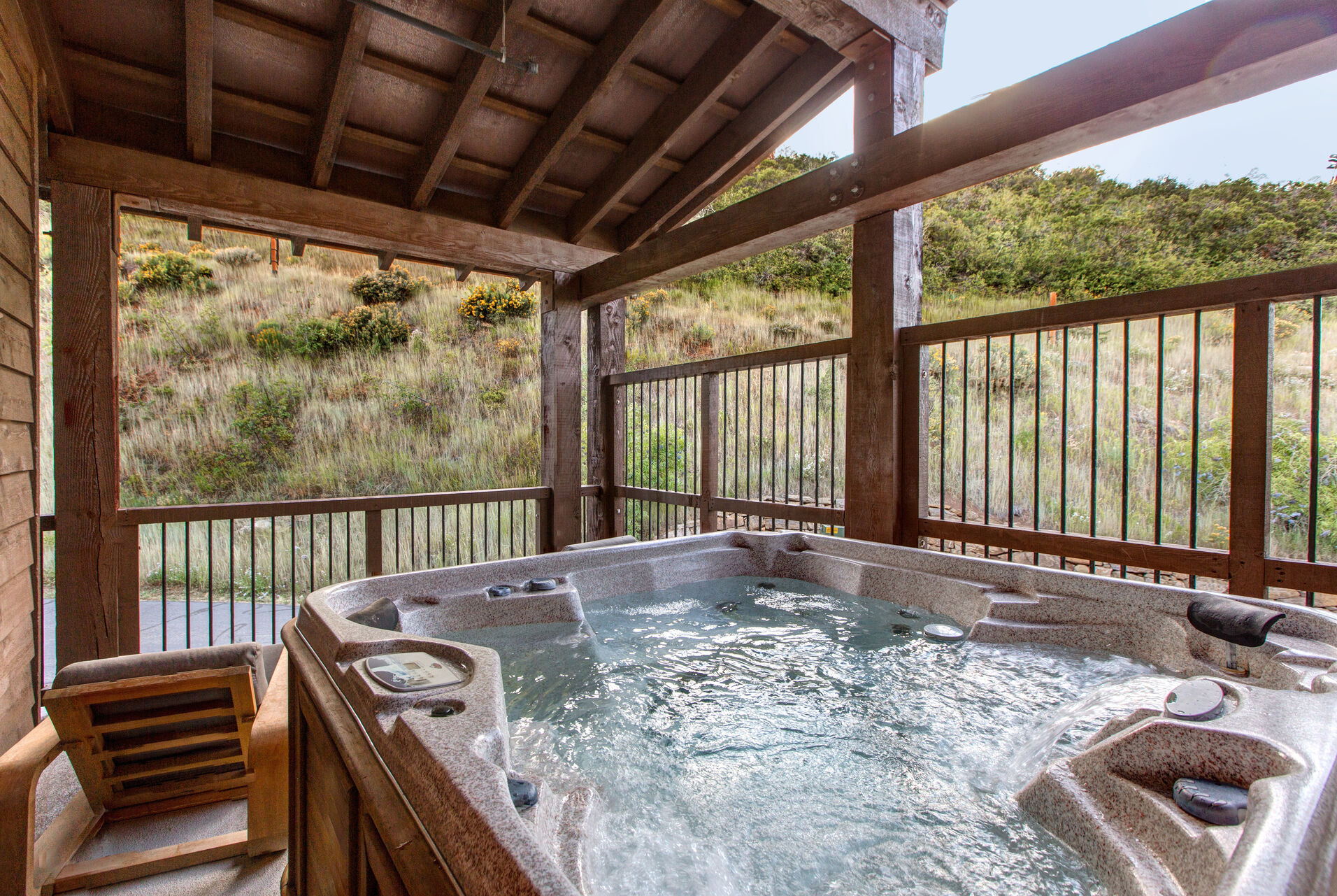 Private Deck with Ski Run Views and 6 Person Hot Tub