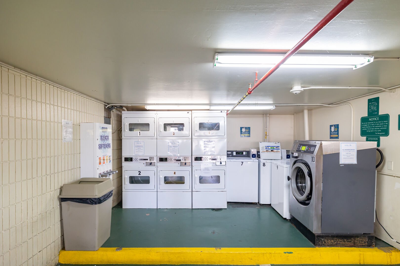 Laundry room with coin-operated washers and dryers