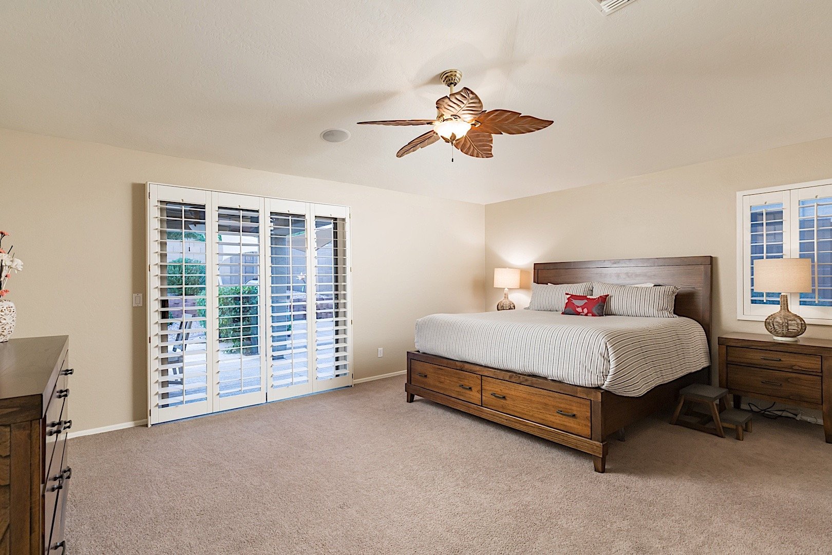 Spacious master bedroom with king bed