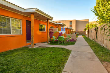 Exterior and Shared Yard at Lodging in Moab Utah Area