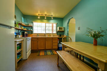 Kitchen and dining area with plenty of seating