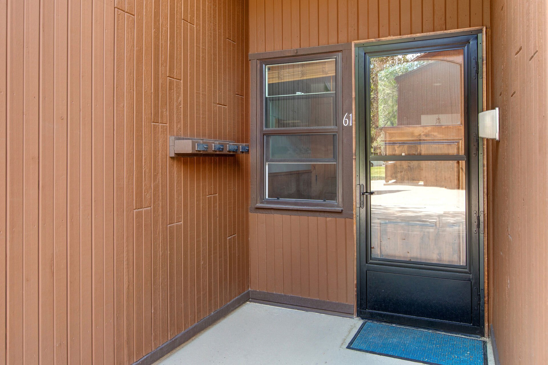 Front Door with Four Spaces for Locked Ski-Storage