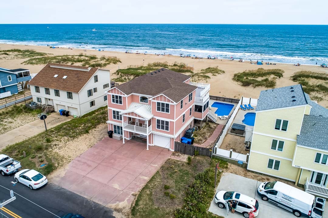 Front Aerial View of Seas the Day Beach House