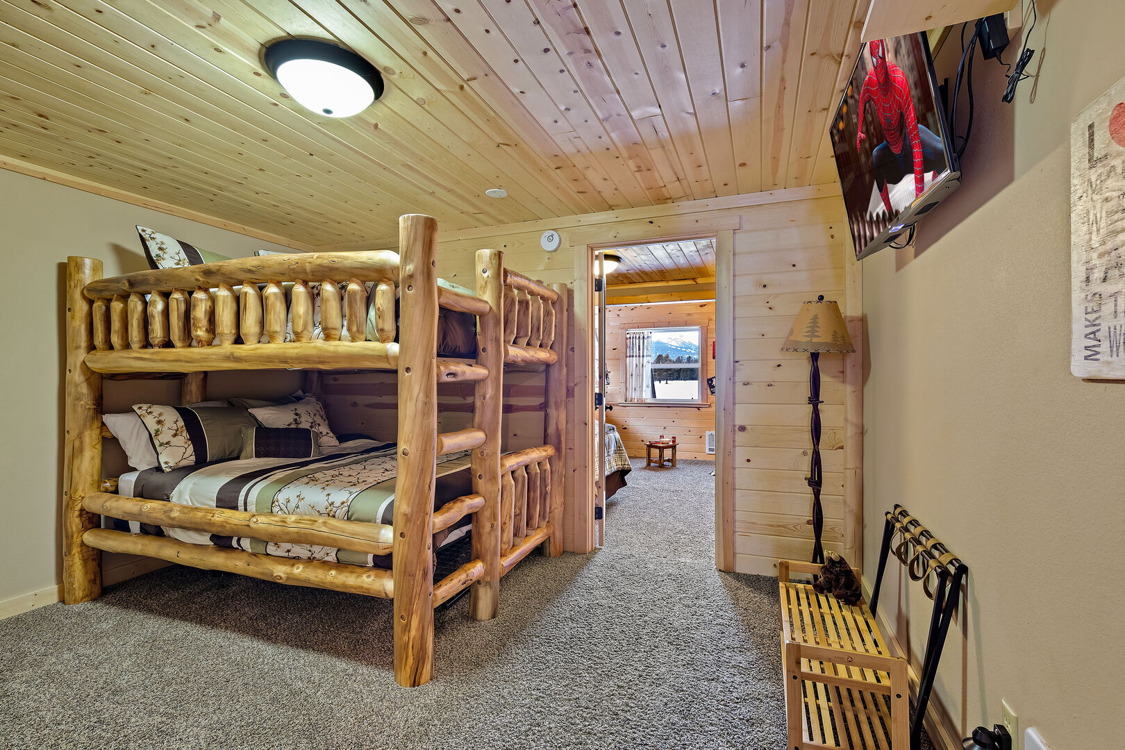 Huckleberry Hollow ~ bedroom #3 / laundry room w/ queen over queen bunk bed and ONLY ACCESS TO ROOM #4
