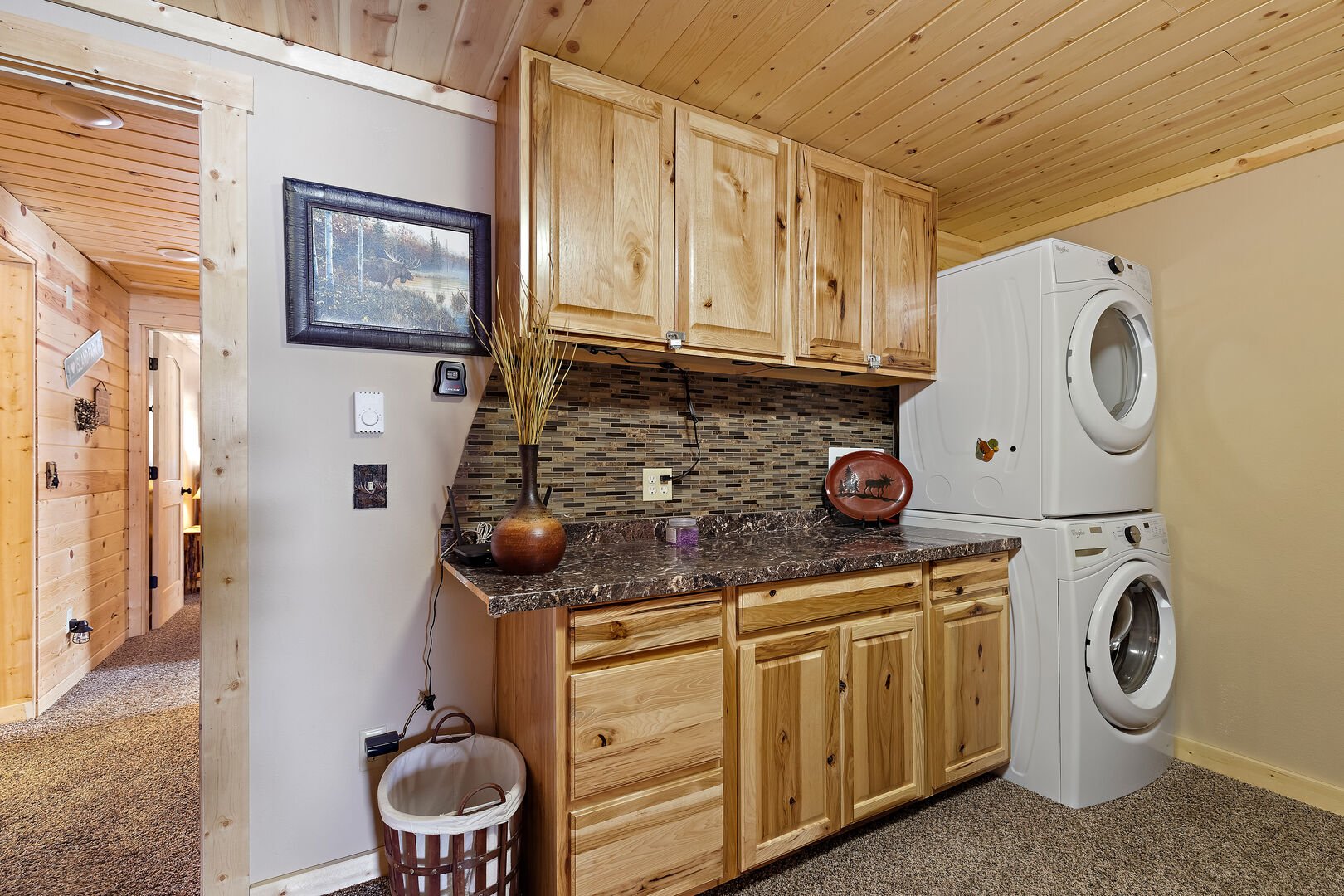 Huckleberry Hollow ~ bedroom #3 / laundry room w/ queen over queen bunk bed and ONLY ACCESS TO ROOM #4