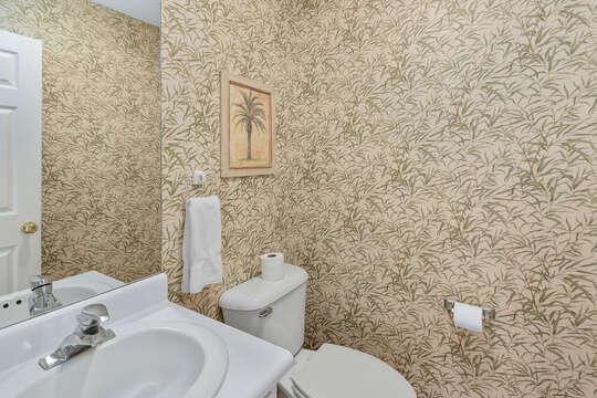 Wallpapered bathroom