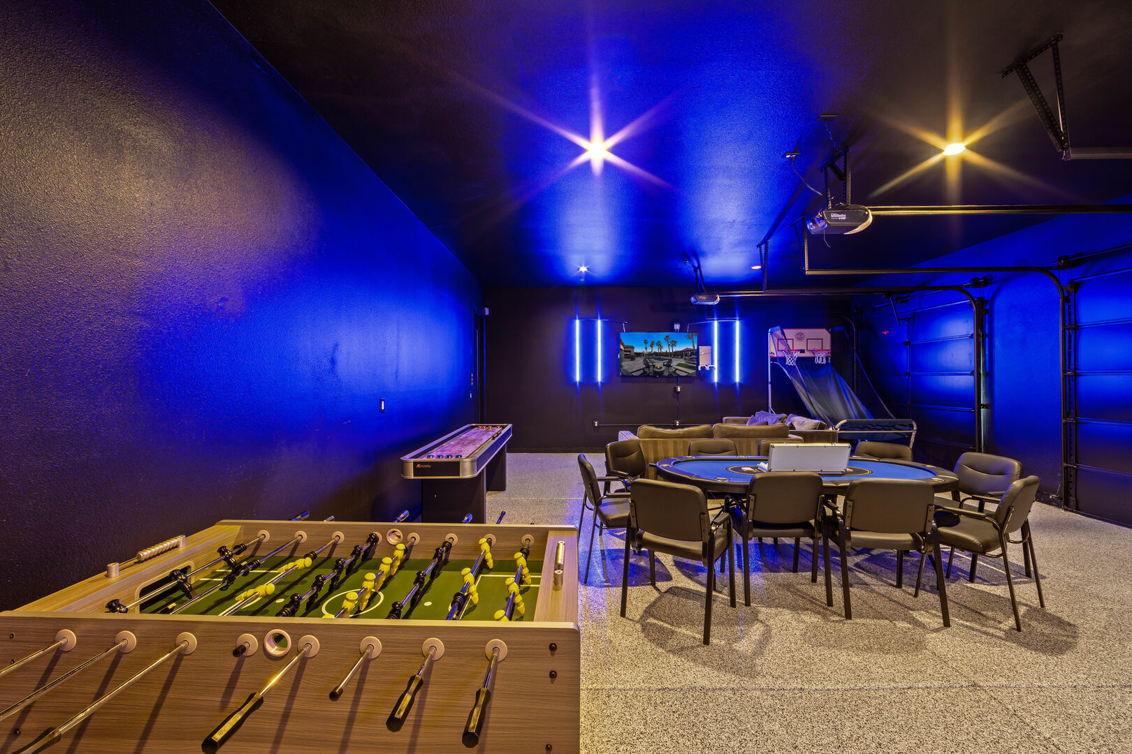 Score big and challenge your friends to a match on our foosball table in the game room.