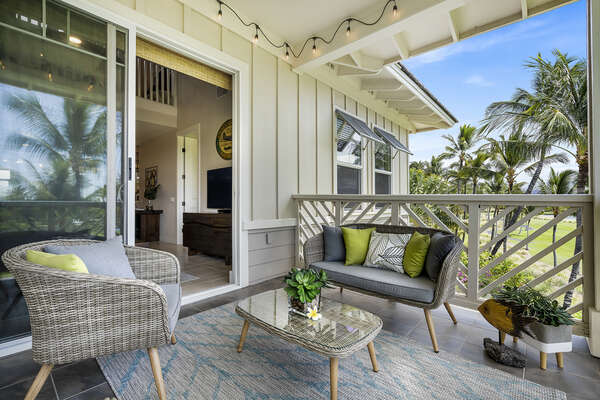 Seating for 3 and a Coffee Table on the Private Lanai
