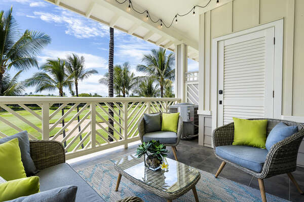 Private Lanai with Seating for 4 and golf Course Views