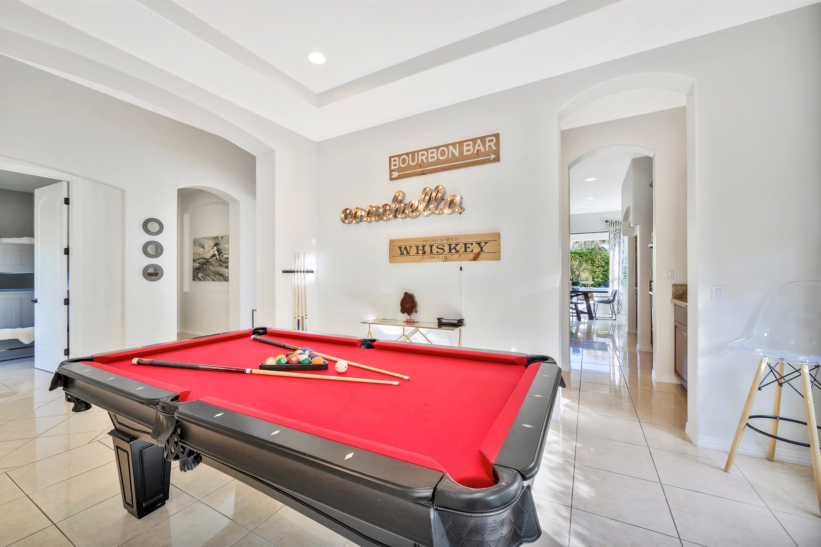 The pool table room is a favorite hangout for guests