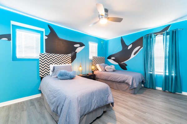 underwater themed twin room upstairs