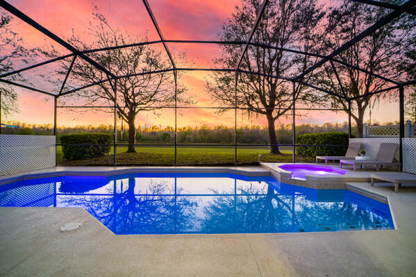 twilight pool view