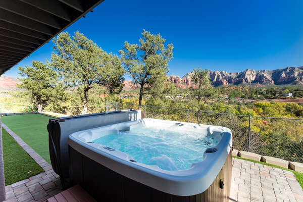 Soak in the Views While Relaxing in the 6-Person Hot Tub
