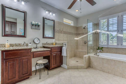 Large Tile Shower and Soaking Tub