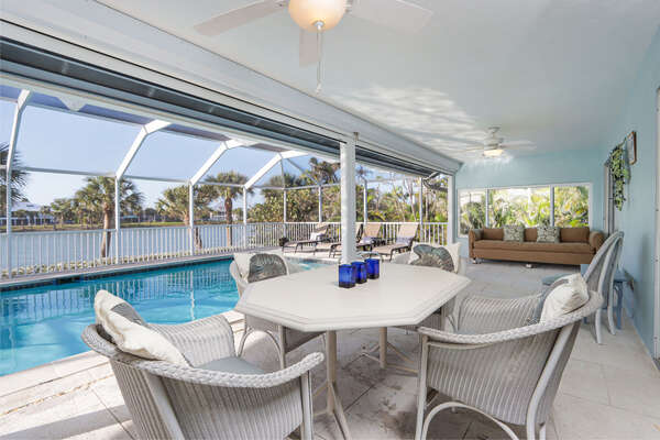 Private pool with outdoor dining table