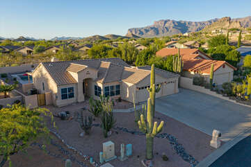 Our premium home in a most desirable location has a view of the iconic Superstition Mountains.