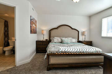 Master bedroom with a master bathroom