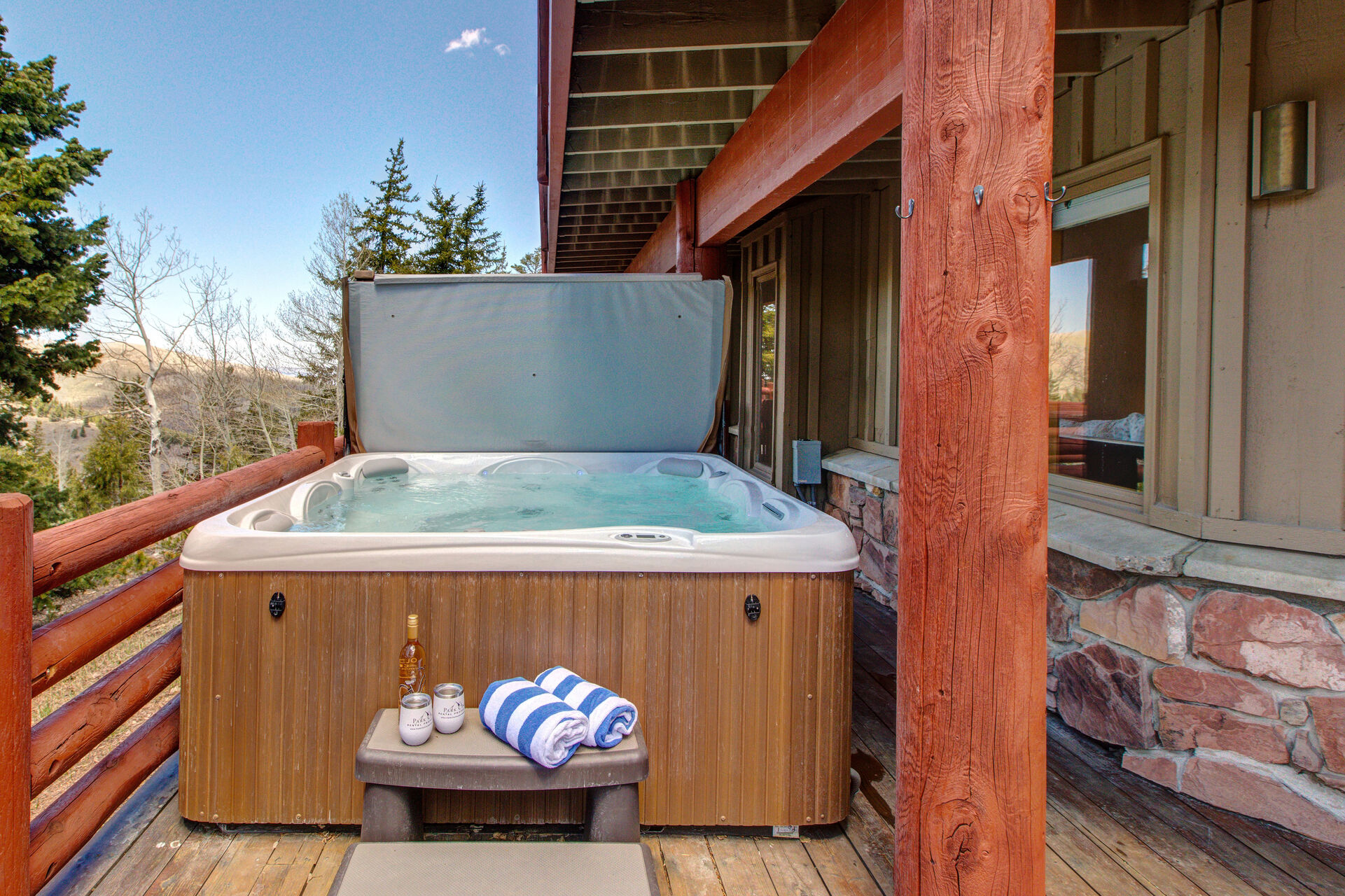 New Private Hot Tub on the Lower Level Deck with Deer Valley Views
