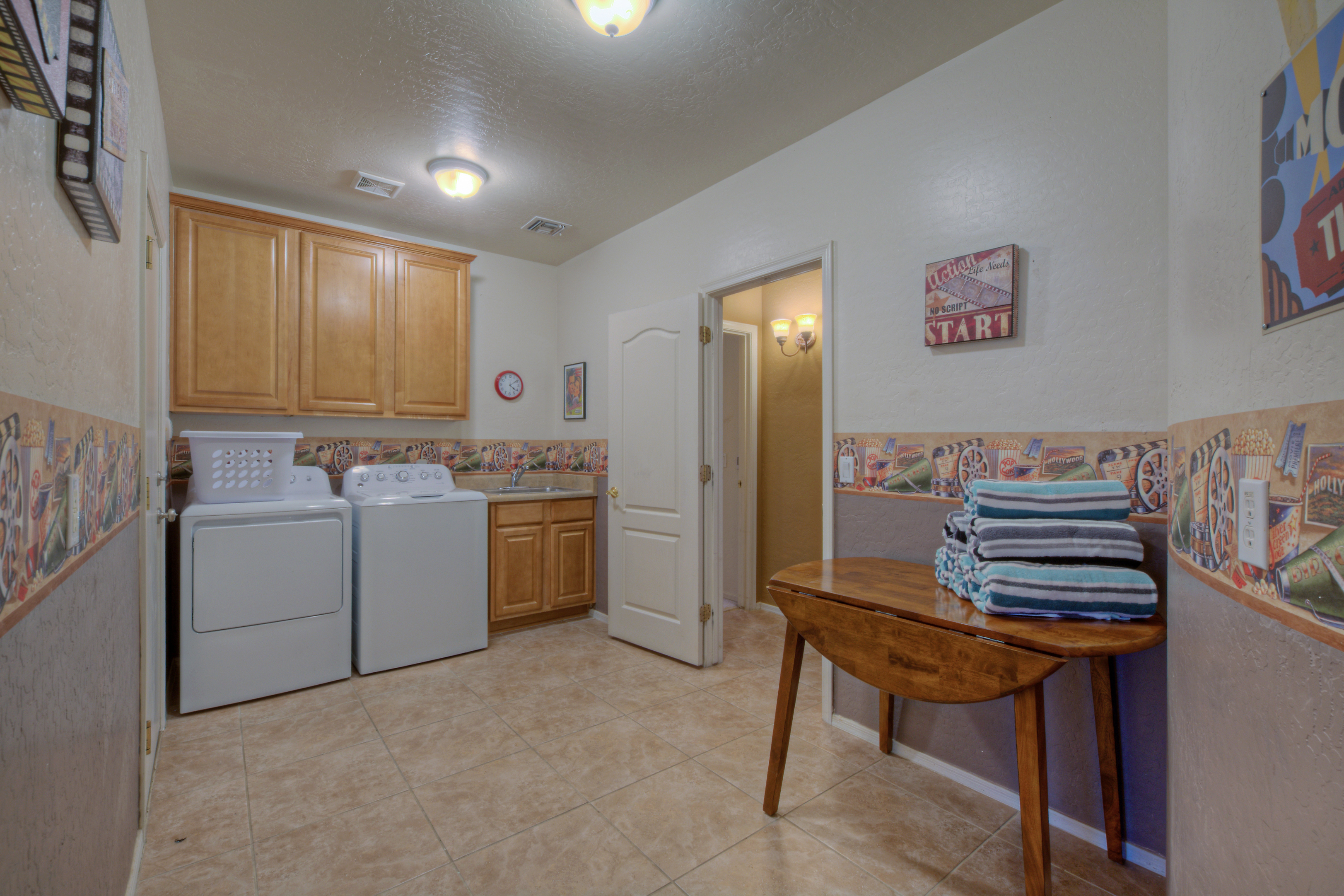 Well stocked laundry room with detergent is on the ground floor and will help you keep your wardrobe ready for the next Arizona adventure.