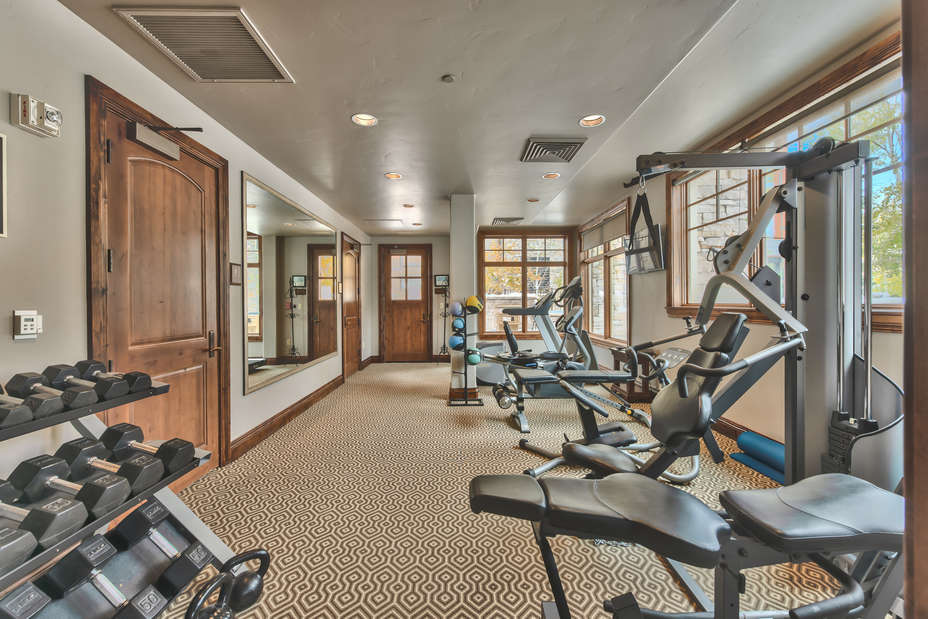 Located on the Same Level is the Fitness Room with Bathrooms, and a Side Door to the Outdoor Communal Hot Tub