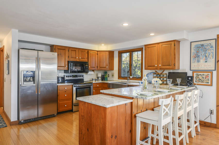 Well equipped kitchen-stainless appliances- small TV in Kitchen-67 The Cornfield Chatham Cape Cod - New England Vacation Rentals