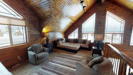 There is large seating for everyone to unwind after a long day.