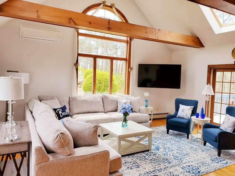 Recently updated living room with plenty of seating.  335 Meeting House Rd- Chatham- New England Vacation Rentals