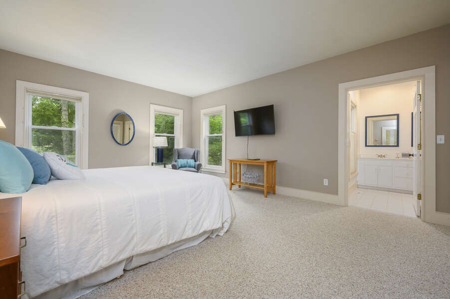 Bedroom #1 with King Main Floor- 9 Reliance Way Harwich Cape Cod - New England Vacation Rentals-#BookNEVRDirectNormasCapeEscape