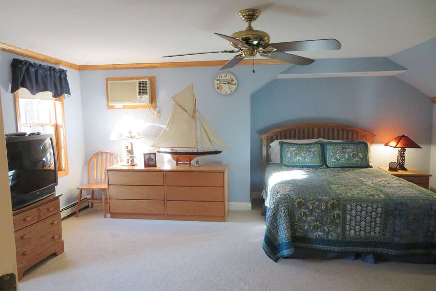 Bedroom also offers TV and A/C along with ceiling fan-- 209 Indian Hill Road Chatham Cape Cod New England Vacation Rentals