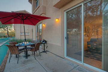 Private patio is accessed from the great room and primary bedroom.