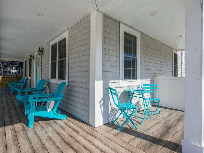 wrap around deck with plenty of options to enjoy your favorite beverage or bistro table for a light meal-58 Depot St, Dennisport, New England Vacation Rentals
