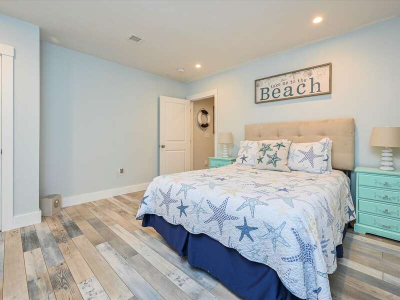 New finished lower level queen bedroom and full bathroom with shower only -58 Depot St, Dennisport, New England Vacation Rentals