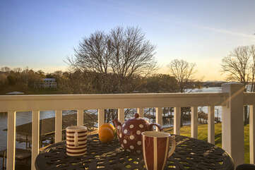 Second Level  Deck Balcony overlooking the Lake, you can have Breakfast