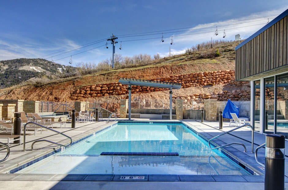 Community Pool with Ski Resort Views