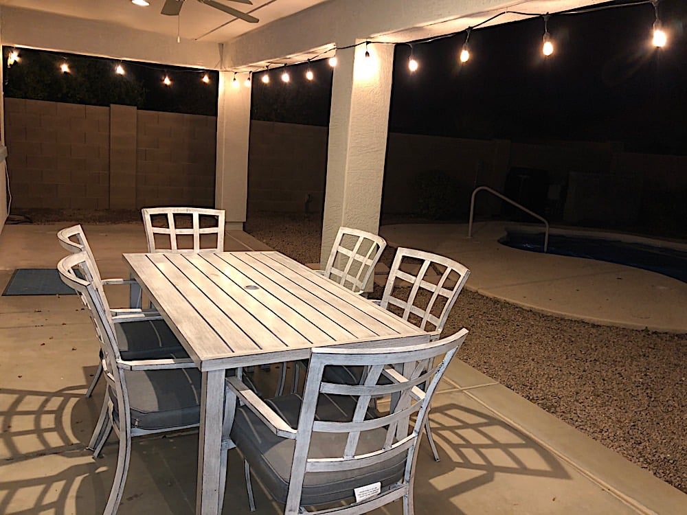 Outdoor dinning table - string lights