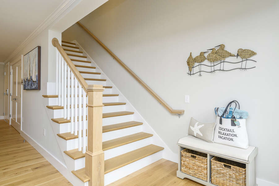Stairs to second floor bonus room with roof top terrace.Unit 202, 557 Route 28, Harwich Port, Cape Cod, New England Vacation Rentals