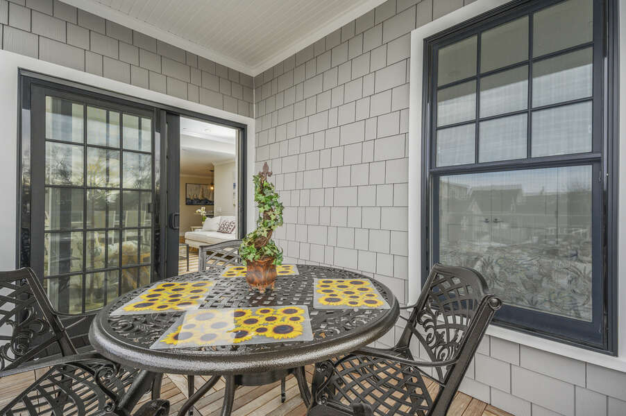 Private outdoor balcony with seating for 4. Unit 204, 557 Route 28, Harwich Port, Cape Cod, New England Vacation Rentals