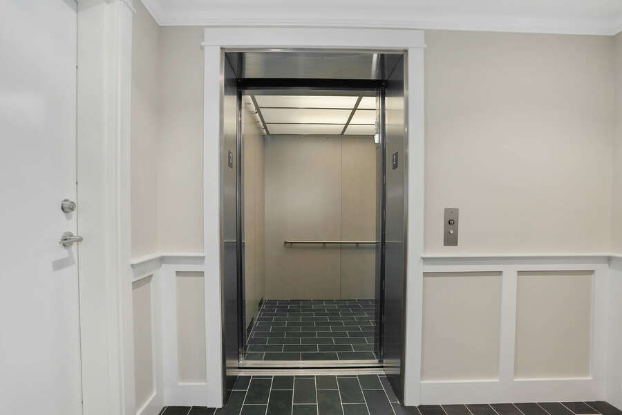 Elevator in foyer to Unit 204, 557 Route 28, Harwich Port, Cape Cod, New England Vacation Rentals