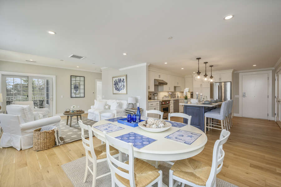 Luxurious open concept living, kitchen, dining room. Unit 203, 557 Route 28, Harwich Port, Cape Cod, New England Vacation Rentals