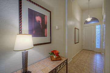 Home has attractive tile floors in the entrance foyer, kitchen and bathrooms.