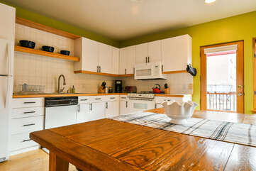 Full Kitchen and Dining Room Table Inside Our Hazel Cottage