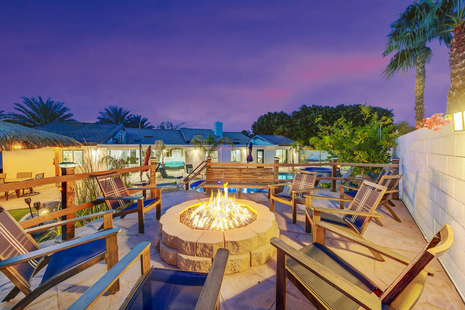 Enjoy a cozy night sharing memories around the outdoor fire pit with seating for 10.
